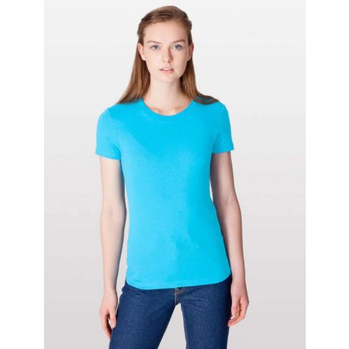 Női L-es kék póló - American Apparel női fine jersey póló (AA2102) Outlet termék - Aqua - ÚJ