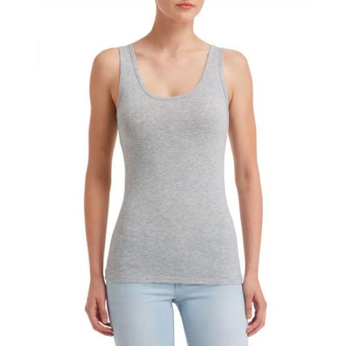 Női L-es világosszürke ujjatlan póló - Anvil Stretch női trikó (ANL2420) - Heather Grey - ÚJ