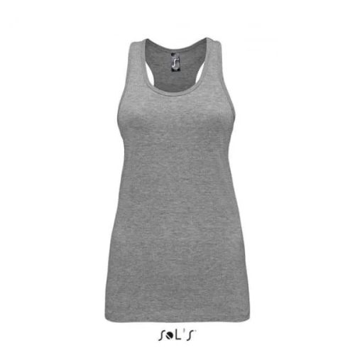 Női XL-es szürke ujjatlan póló - Sol’s Justin női trikó sport hátú (SO01826) - Grey Melange - ÚJ