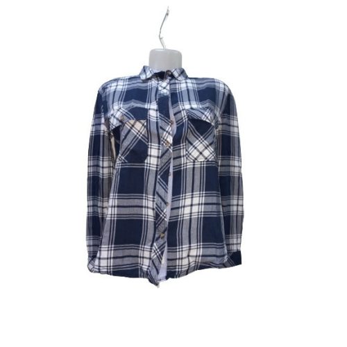 Női S-es kék-fehér kockás hosszú ujjú blúz - Bershka