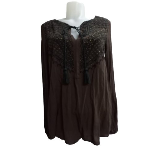 Női 34-es (XS) barna díszes blúz - Massimo Dutti