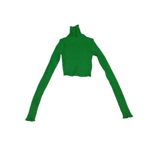Női XS-es khaki bordás hosszú ujjú top jellegű felső - Stradivarius