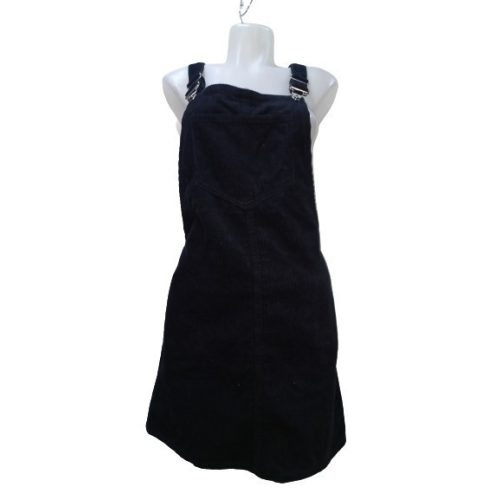 Női 34-es (XS) fekete kord kantáros ruha, kertészruha - Denim Co