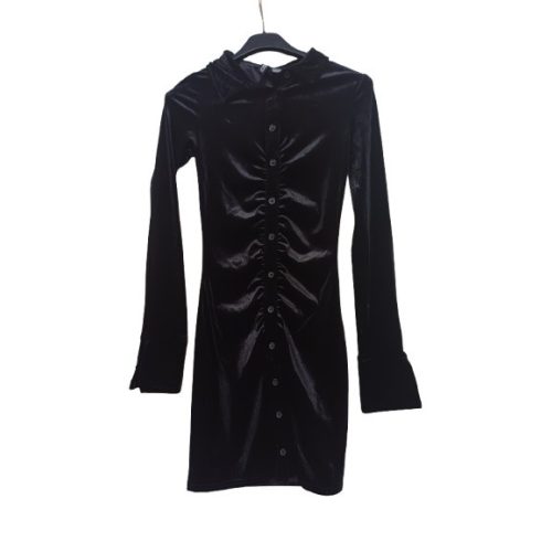 Női XS-es fekete bársony mini ruha - H&M