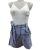 Női S-es fehér-kék nyári overall, playsuit