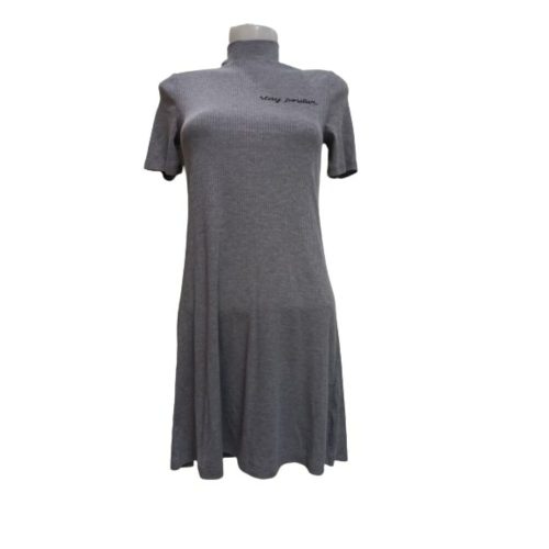 Női XS-es szürke finomkötött rövid ujjú bordás ruha - H&M