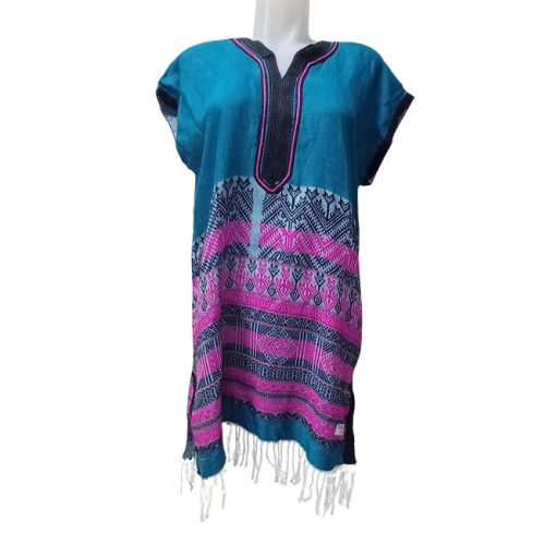 Női kék-pink mintás marokkói, nepáli tunika - egy méretes, one size - Pashmina