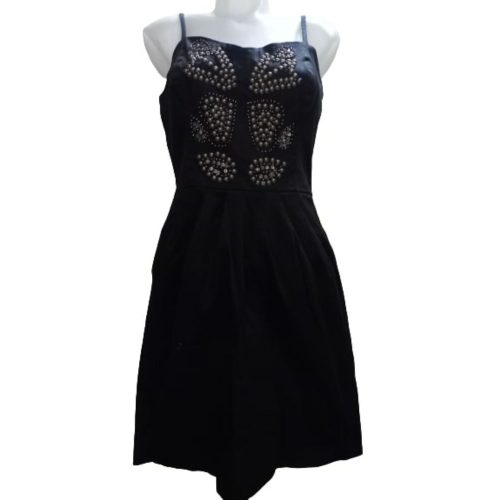 Női L-es fekete pántos alkalmi, fém díszes ruha - Vila Clothes