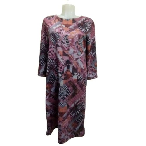Női 46-os (3XL) mályvaszínű mintás melegebb ruha, tunika - ÚJ