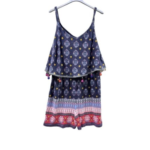Női L-es sötétkék mintás playsuit - George (kicsit bolyhos)
