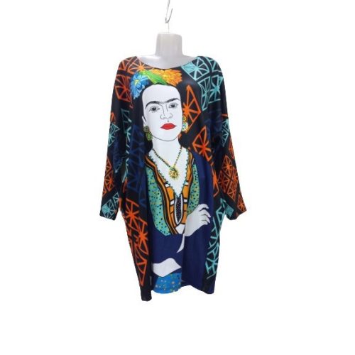Női fekete onesize, egyméretes absztrakt mintás tunika - Frida Kahlo - ÚJ