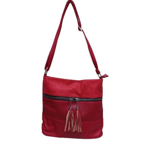Piros női műbőr táska, ridikül, crossbody - ÚJ