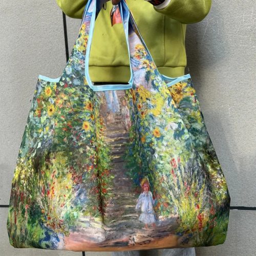 Nagyméretű festményes összehajtható füles bevásárlótáska, szatyor - Monet - ÚJ 