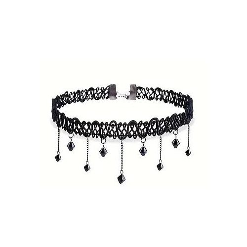 Fekete tetoválás hatású függő díszes choker nyaklánc - ÚJ