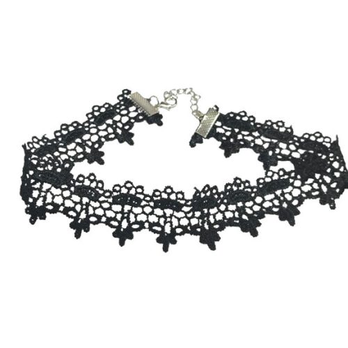 Fekete csipkedíszes choker nyaklánc - ÚJ