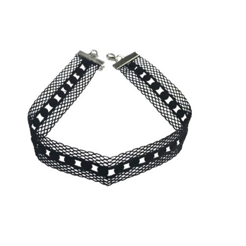 Fekete áttört mintás choker nyaklánc - ÚJ