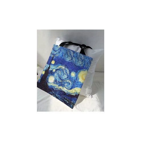 Erős vászon füles bevásárlótáska, szatyor - Van Gogh: Csillagos éj - ÚJ 