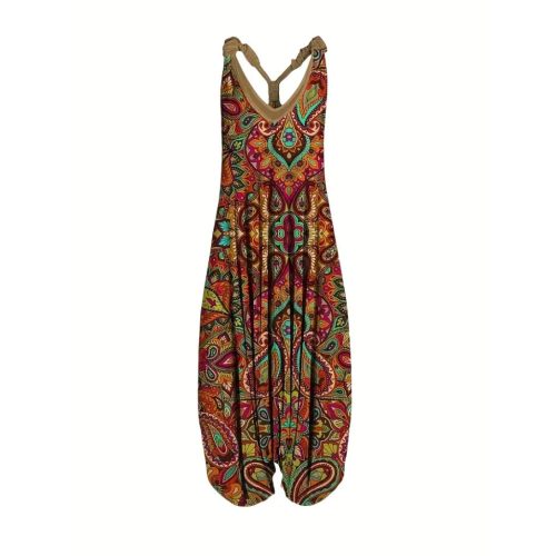 Női L-es színes bohém mintás hárem nyári overall, playsuit - ÚJ