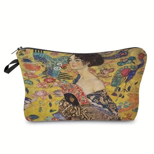 Festményes kozmetikai táska, neszesszer - Gustav Klimt: Hölgy legyezővel - ÚJ