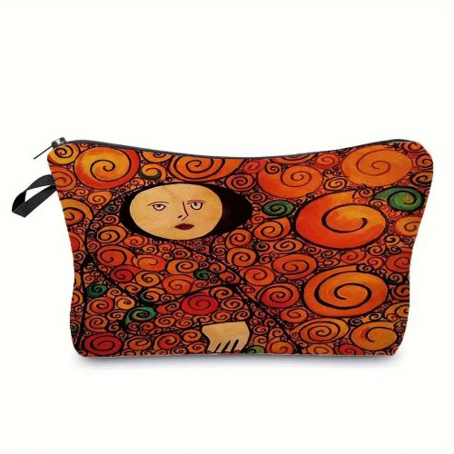Festményes narancssárga kozmetikai táska, neszesszer - Gustav Klimt - ÚJ